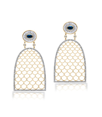 Diamond and blue sapphire earrings